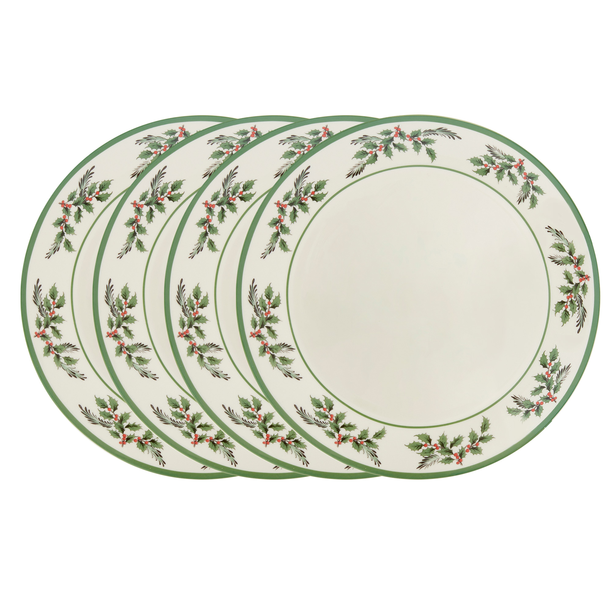 Christmas Tree Holly Dinner Plates Set of 4 image number null